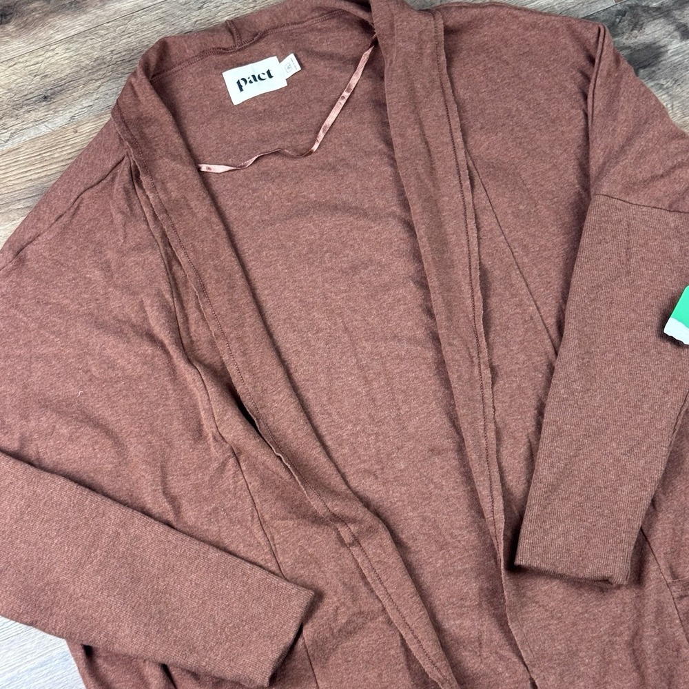 Pact Organic Cotton Airplane Long Cardigan L/Xl Burnt Orange Loungewear Travel